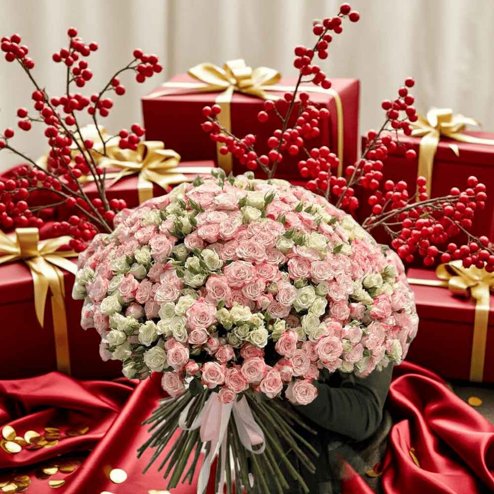 Elegant Mixed Pink & White Spray Rose Floral - Rawadat Al Ward