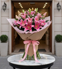 Elegant Pink Lily Bouquet - Rawadat Alward