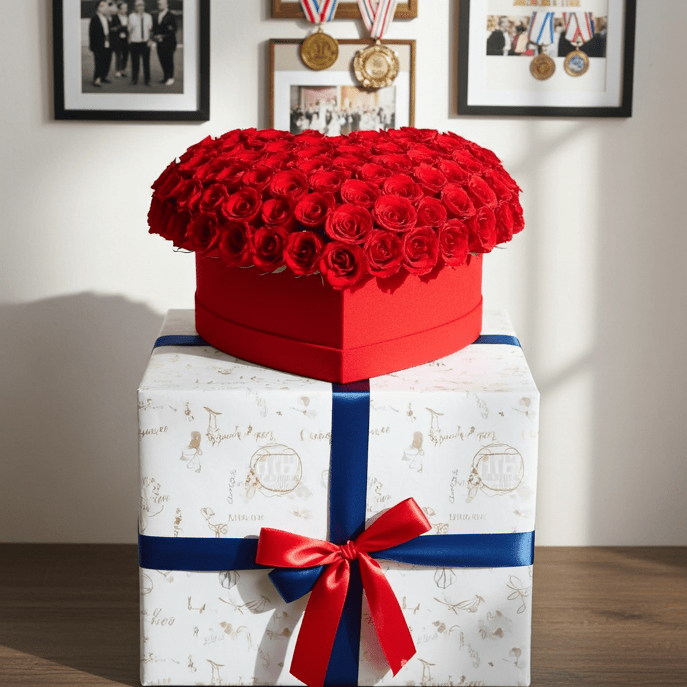 Elegant Red Rose Heart Box with Gift - Rawadat Al Ward