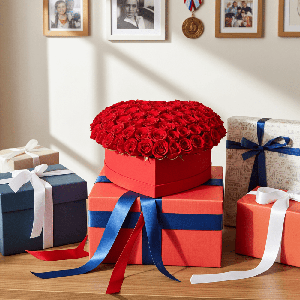 Elegant Red Rose Heart Box with Gift - Rawadat Al Ward