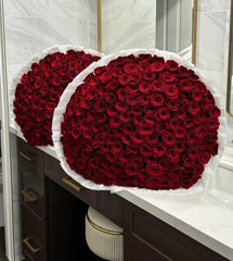 Extra Large Red Rose Bouquet with Satin Ribbons - Rawadat Al Ward