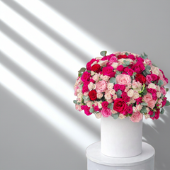 Luxury Pink Arrangement in White Hatbox
