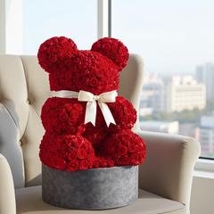 Luxury Red Rose Teddy Bear Arrangement