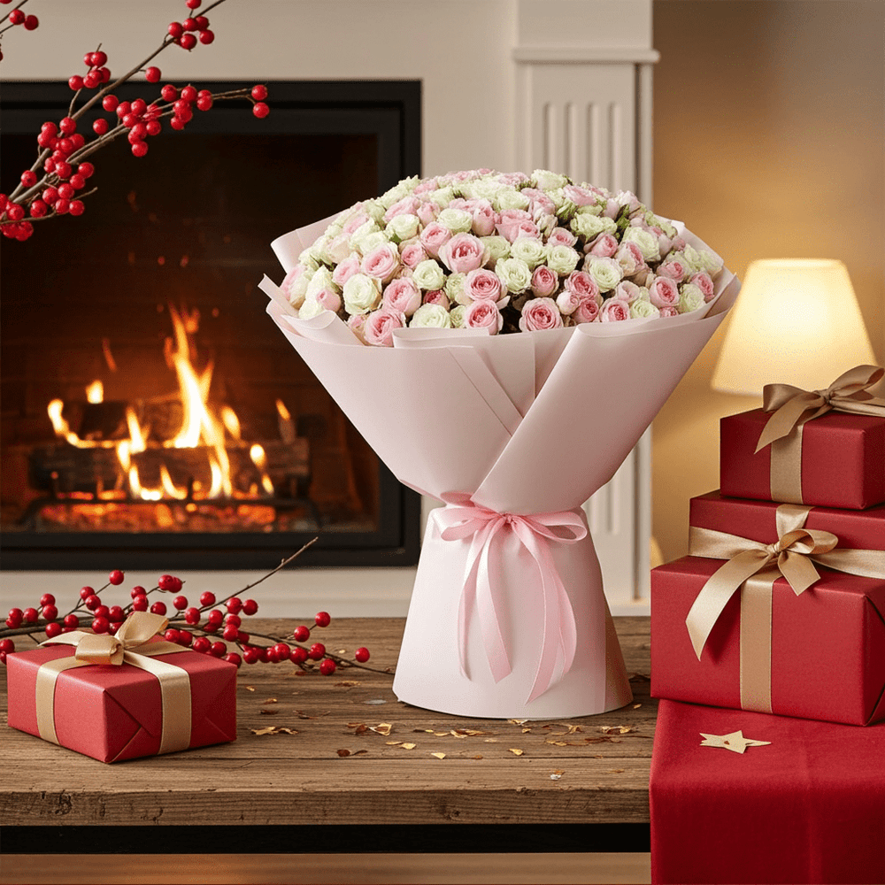 Luxury Pink And White Spray Rose Bouquet - Rawadat Al Ward