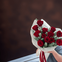 Luxury Red Rose Bouquet with Eucalyptus - Rawadat Al Ward