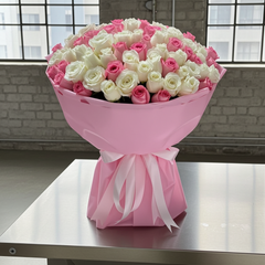 Pink & White Rose Bouquet Delight