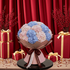 Pastel Blue & Pink Hydrangea Bouquet - Rawadat Al Ward