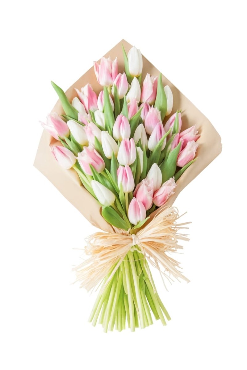 Pink & White Tulip Bouquet - Rawadat Alward