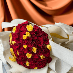 Red & Yellow Rose Bouquet - Vibrant Romance - Rawadat Al Ward