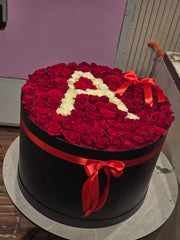 Customizable Initial Rose Gift – Red and White Roses