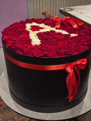 Customizable Initial Rose Gift – Red and White Roses