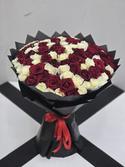 Romantic Red and White Rose Bouquet for Special Occasions - Rawadat Al Ward
