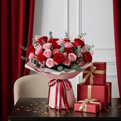 Romantic Rose Bouquet - Red/Pink Mix - Rawadat Al Ward