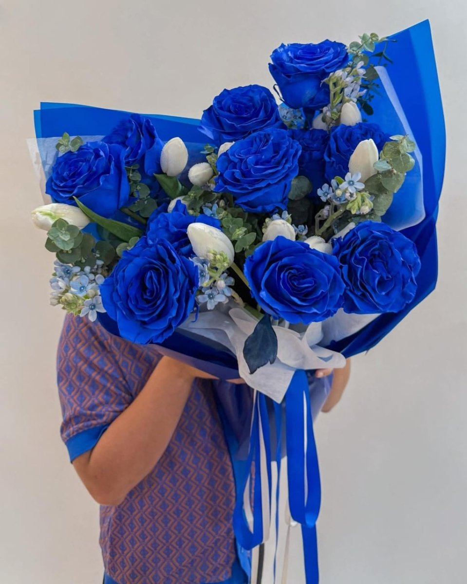 Royal Blue Rose Bouquet - Rawadat Alward