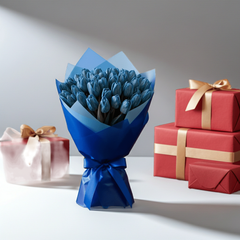 Fresh Floral Bouquet - Blooming Blue Tulips