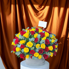 Vibrant Red and Yellow Rose Arrangement