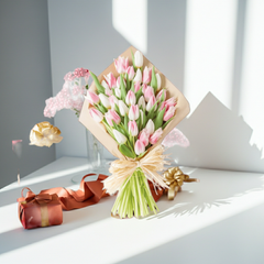 Pink & White Tulip Bouquet - Springtime Beauty